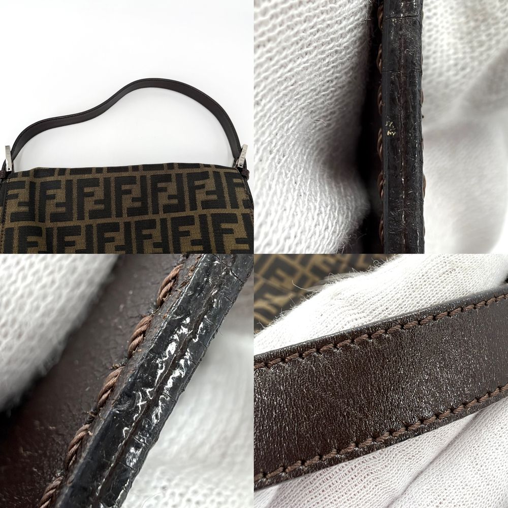 Fendi Shoulder Bag Zucca Mamma Bucket Canvas Leather Brown Silver — view 7