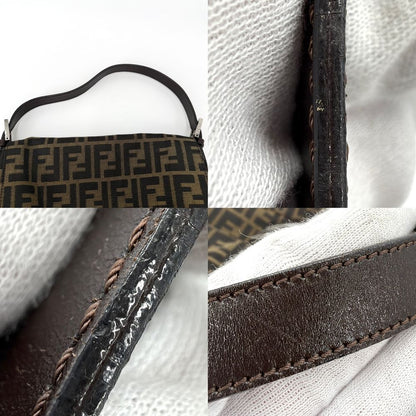 Fendi Shoulder Bag Zucca Mamma Bucket Canvas Leather Brown Silver — view 7
