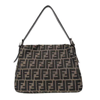 Fendi Shoulder Bag Zucca Mamma Bucket Canvas Leather Brown Silver — view 2