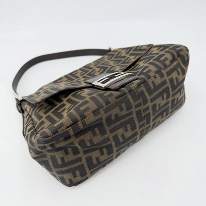 Fendi Shoulder Bag Zucca Mamma Bucket Canvas Leather Brown Silver — view 3