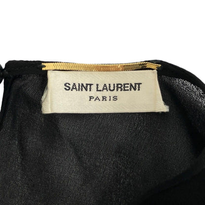Saint Laurent Paris Long Gathered Sleeve Sheer Blouse Black Spring Summer 36 — view 6