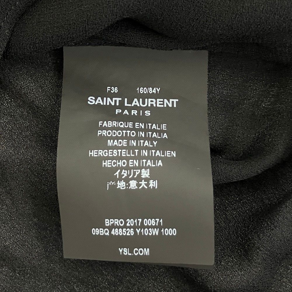 Saint Laurent Paris Long Gathered Sleeve Sheer Blouse Black Spring Summer 36 — view 8