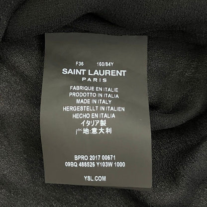 Saint Laurent Paris Long Gathered Sleeve Sheer Blouse Black Spring Summer 36 — view 8