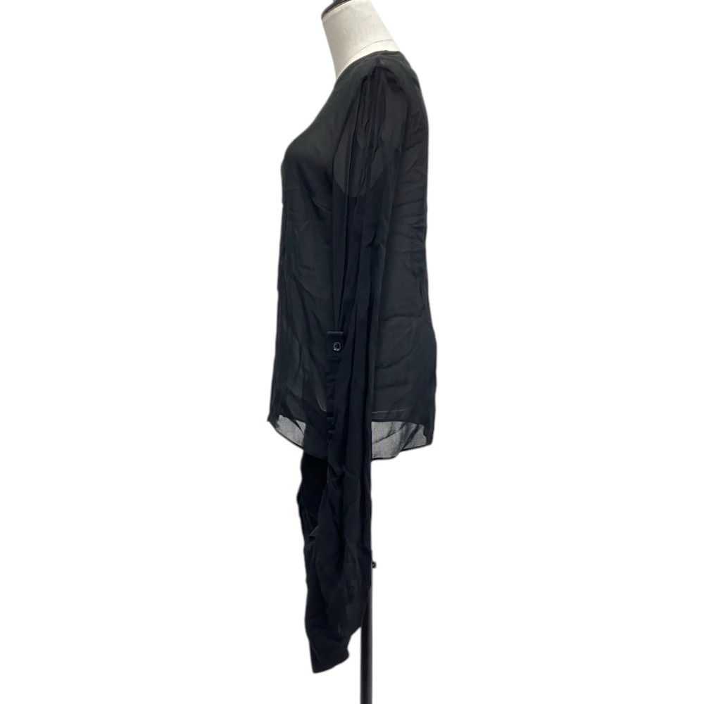 Saint Laurent Paris Long Gathered Sleeve Sheer Blouse Black Spring Summer 36 — view 2