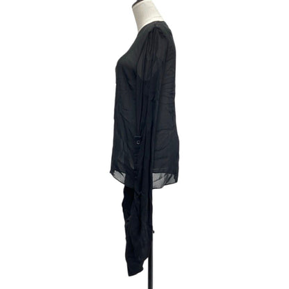 Saint Laurent Paris Long Gathered Sleeve Sheer Blouse Black Spring Summer 36 — view 2