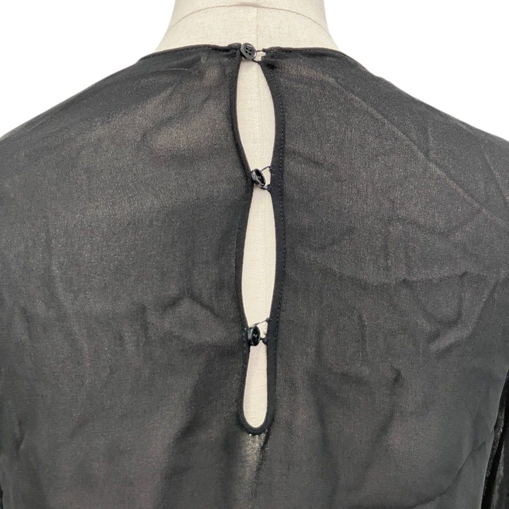Saint Laurent Paris Long Gathered Sleeve Sheer Blouse Black Spring Summer 36 — view 5
