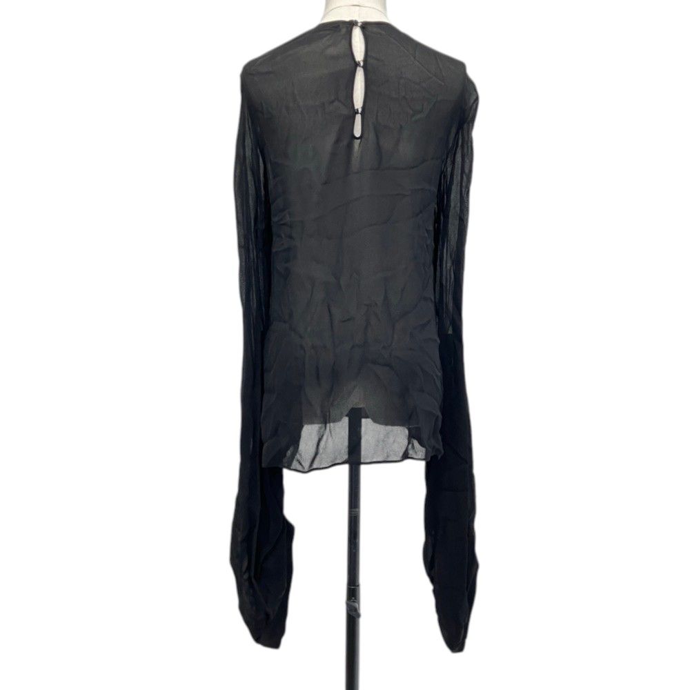 Saint Laurent Paris Long Gathered Sleeve Sheer Blouse Black Spring Summer 36 — view 3