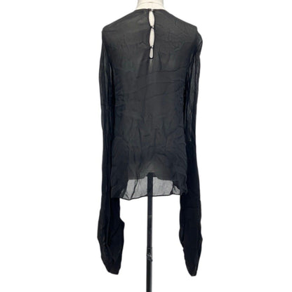 Saint Laurent Paris Long Gathered Sleeve Sheer Blouse Black Spring Summer 36 — view 3