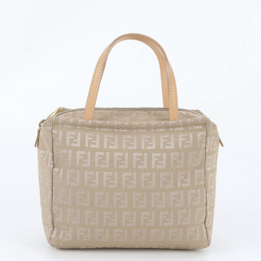 Fendi Zucchino FF Canvas Leather Handbag Tote
