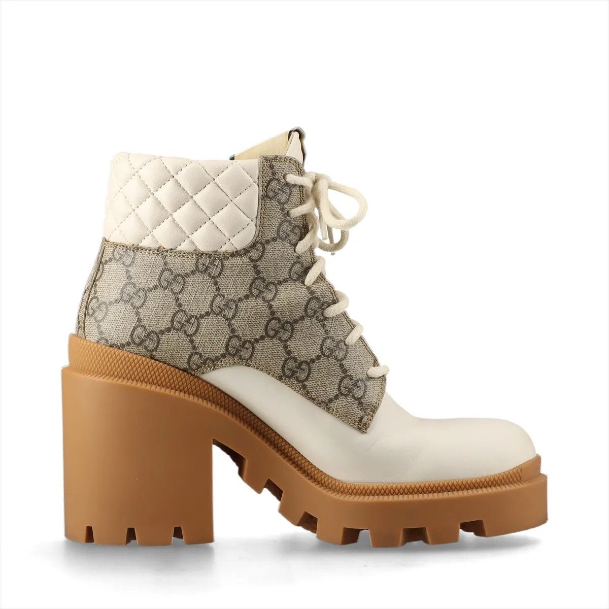 Gucci GG Supreme Quilted Leather Heels Boots Shoes — view 3