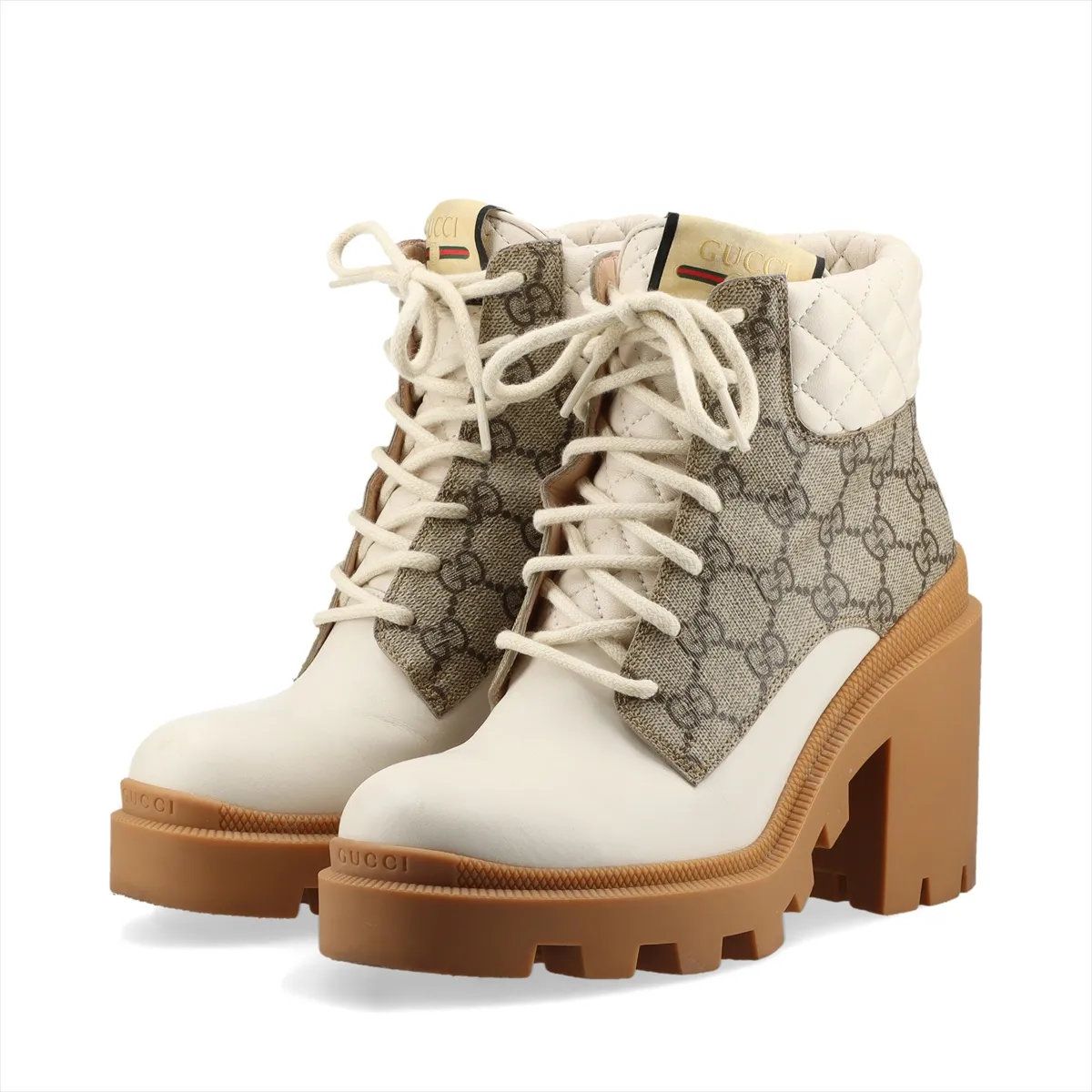 Gucci GG Supreme Quilted Leather Heels Boots Shoes