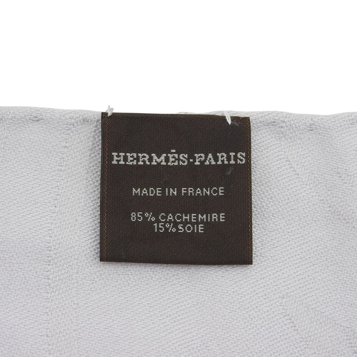 Hermes New Libris Cashmere Silk Fringe Scarf Shawl Light Gray — view 7