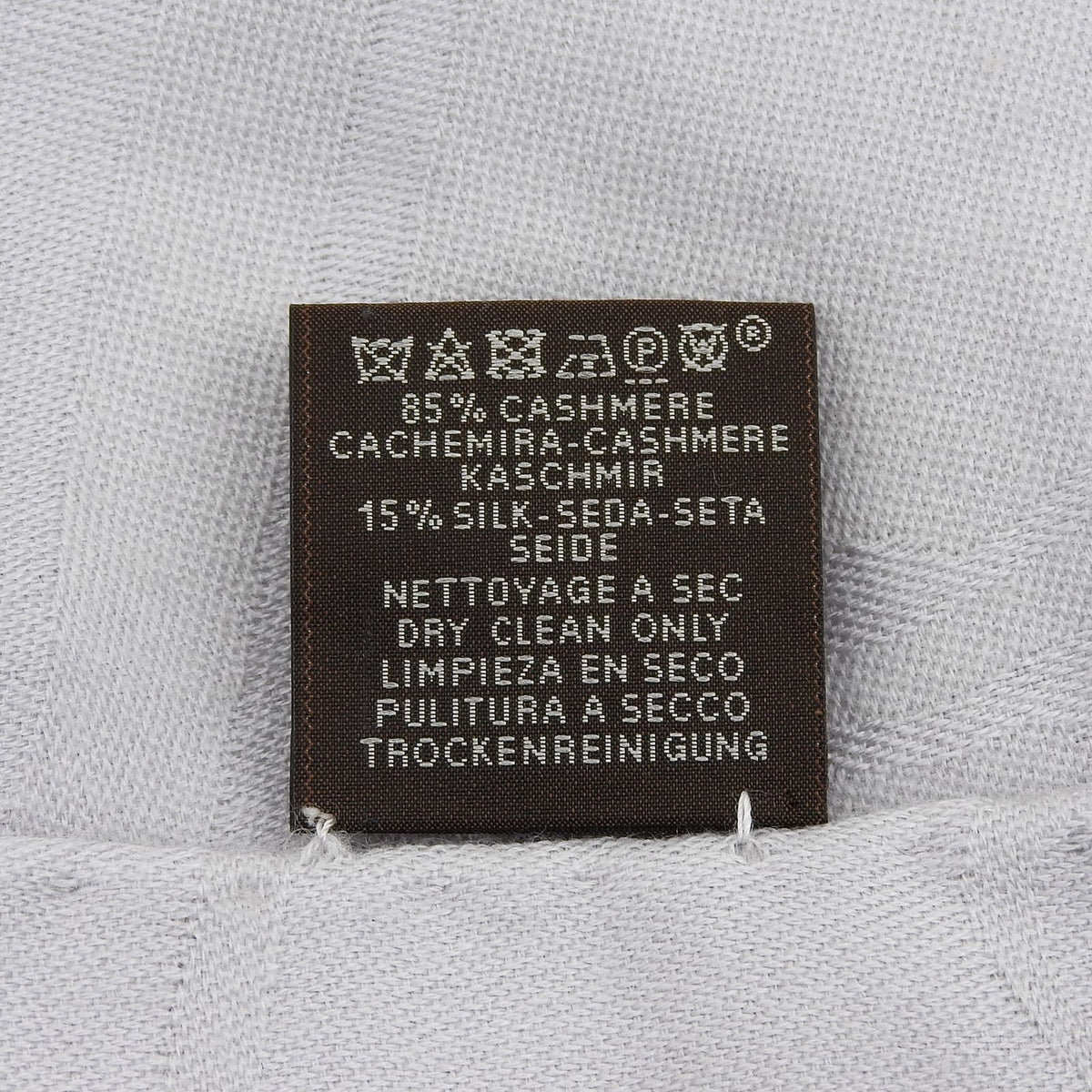 Hermes New Libris Cashmere Silk Fringe Scarf Shawl Light Gray — view 8