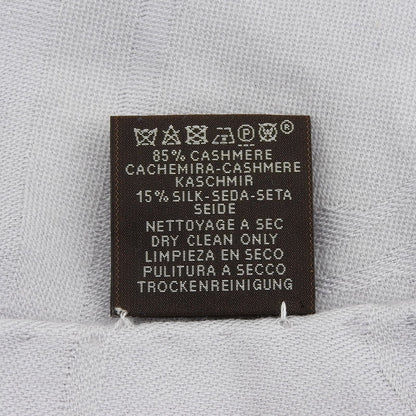 Hermes New Libris Cashmere Silk Fringe Scarf Shawl Light Gray — view 8
