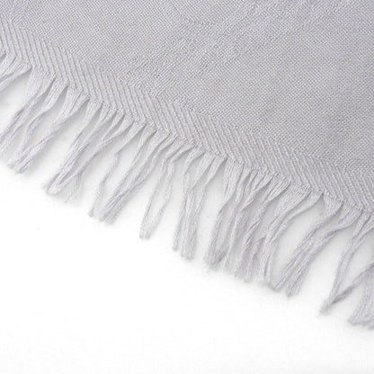 Hermes New Libris Cashmere Silk Fringe Scarf Shawl Light Gray — view 5