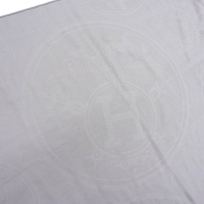 Hermes New Libris Cashmere Silk Fringe Scarf Shawl Light Gray — view 6