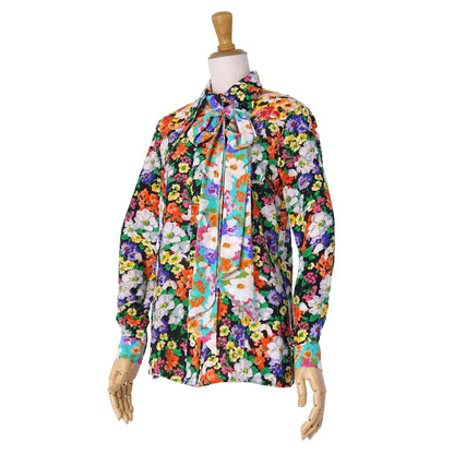 Gucci Shirt Blouse Ribbon Long Sleeve All Over Print Top Silk Multicolor 38 — view 4