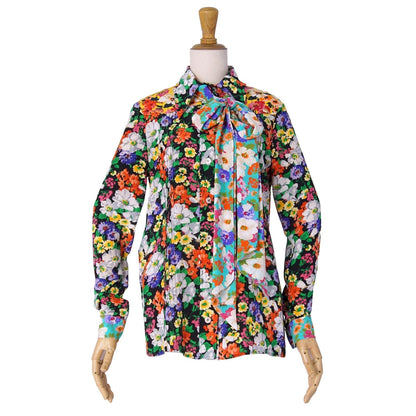 Gucci Shirt Blouse Ribbon Long Sleeve All Over Print Top Silk Multicolor 38 — view 3