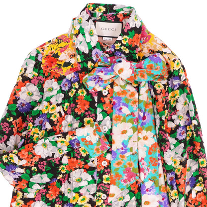 Gucci Shirt Blouse Ribbon Long Sleeve All Over Print Top Silk Multicolor 38 — view 2
