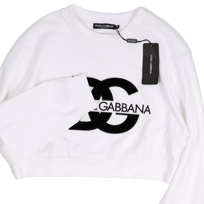 Dolce & Gabbana Sweatshirt Long Sleeve DG Logo Top Cotton White 36 — view 2