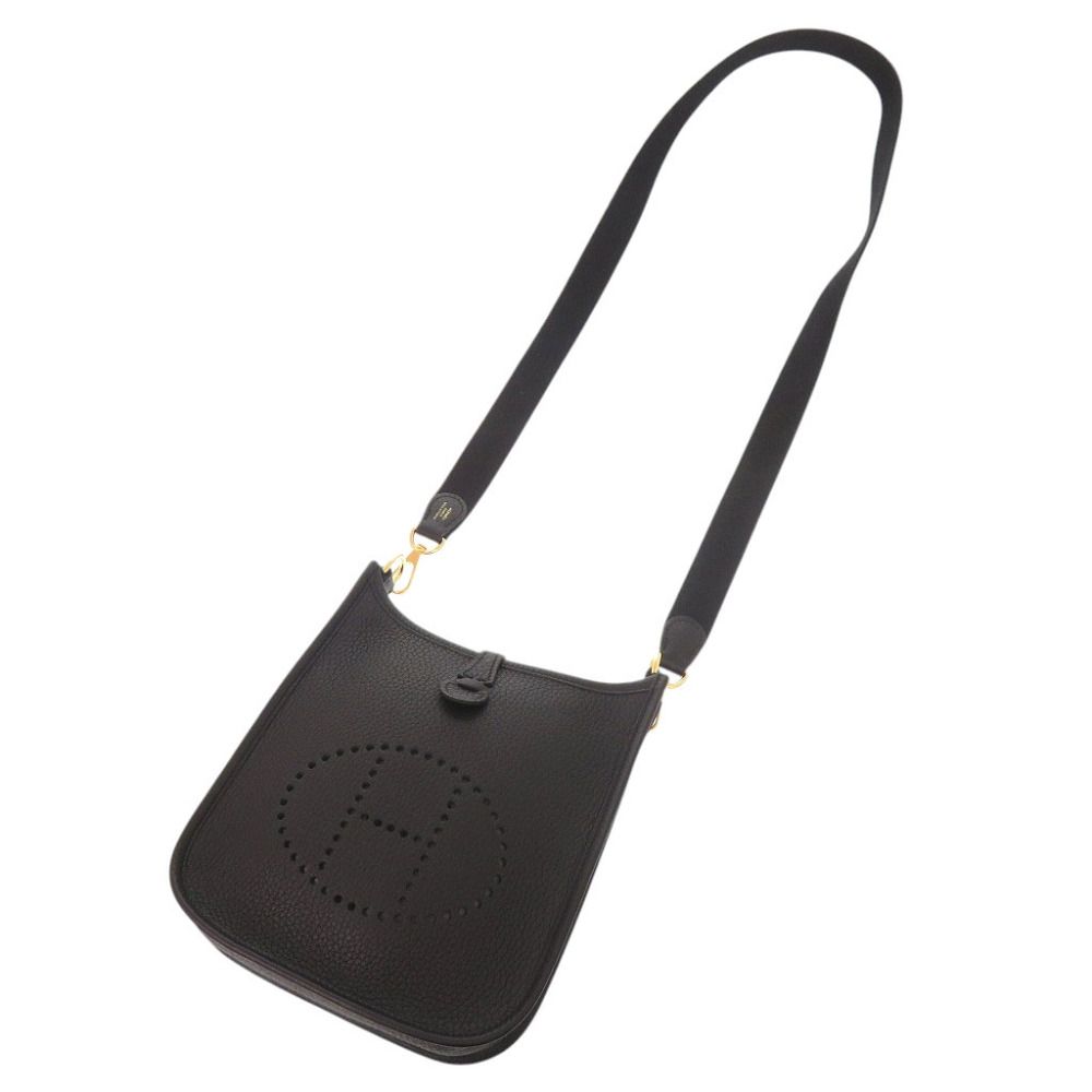 Hermes Evelyne TPM Amazone Taurillon Clemence Black Gold Shoulder Bag — view 6