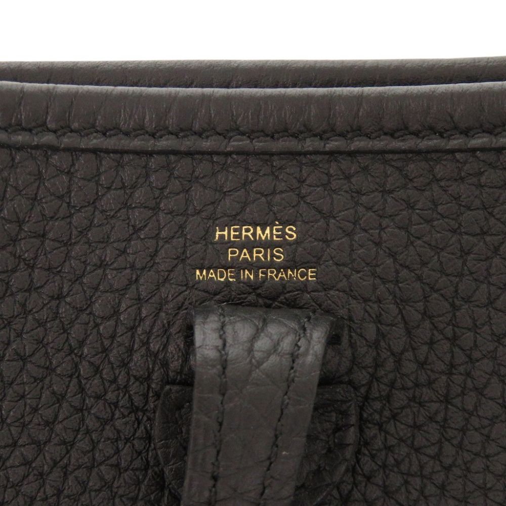 Hermes Evelyne TPM Amazone Taurillon Clemence Black Gold Shoulder Bag — view 8