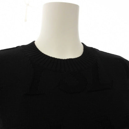 Saint Laurent Knit Dress Short Sleeve Knee-Length Logo Black L — view 4