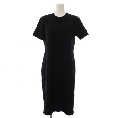 Saint Laurent Knit Dress Short Sleeve Knee-Length Logo Black L