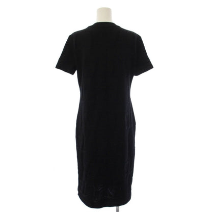 Saint Laurent Knit Dress Short Sleeve Knee-Length Logo Black L — view 3