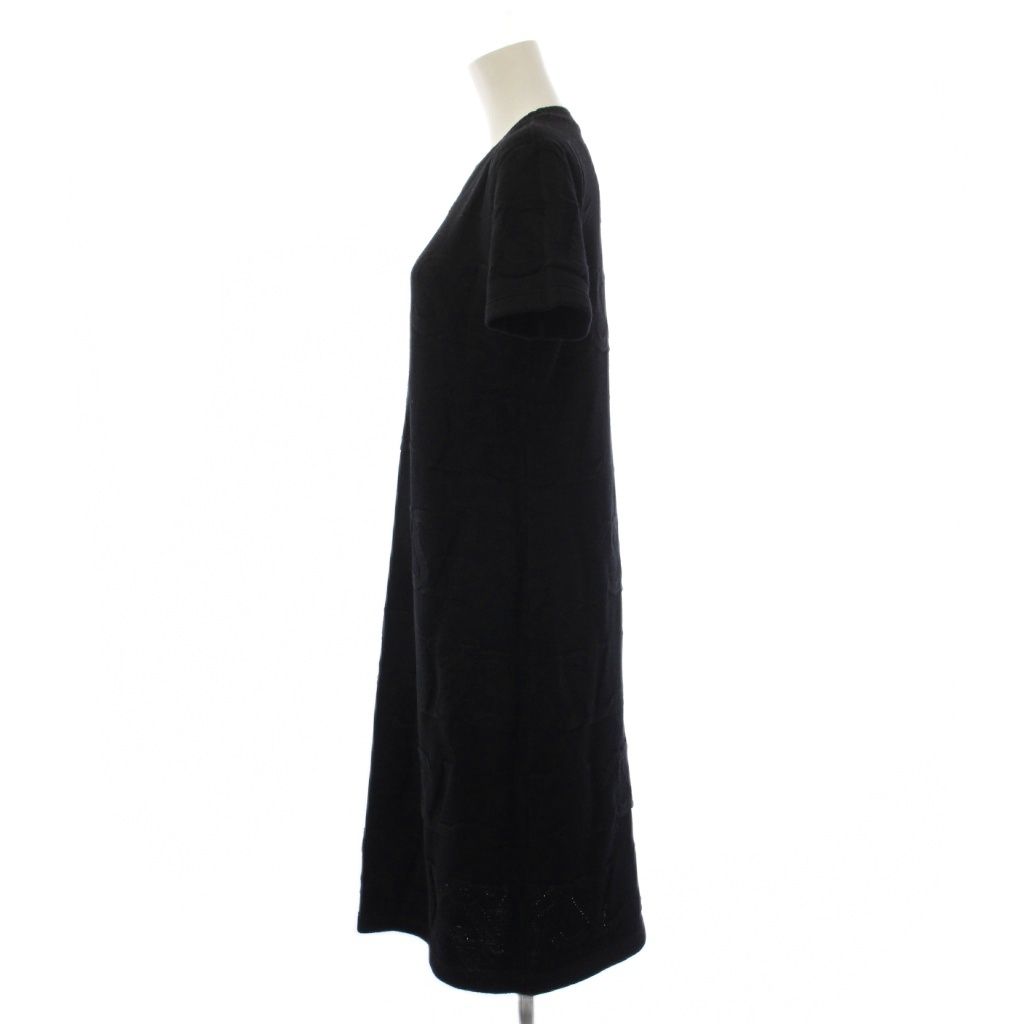 Saint Laurent Knit Dress Short Sleeve Knee-Length Logo Black L — view 2