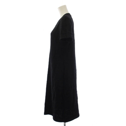 Saint Laurent Knit Dress Short Sleeve Knee-Length Logo Black L — view 2