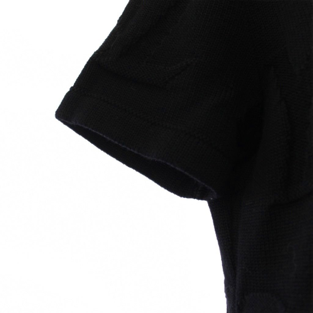 Saint Laurent Knit Dress Short Sleeve Knee-Length Logo Black L — view 5