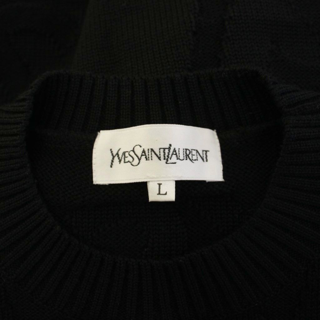 Saint Laurent Knit Dress Short Sleeve Knee-Length Logo Black L — view 6
