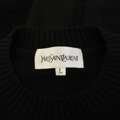 Saint Laurent Knit Dress Short Sleeve Knee-Length Logo Black L — view 6