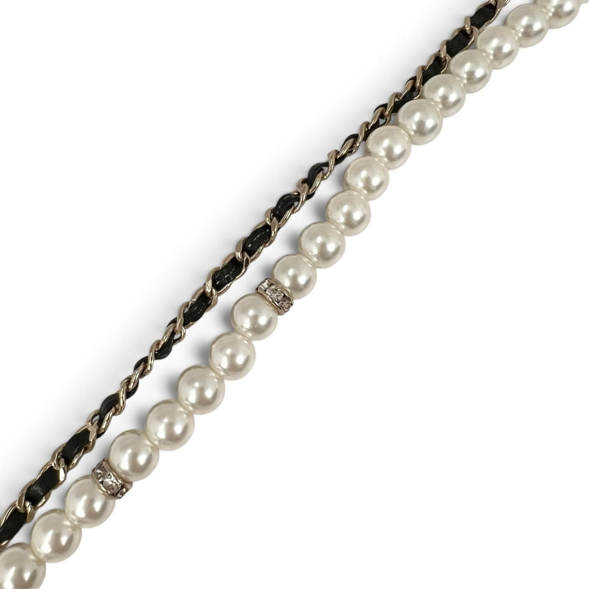 Chanel CC Logo Necklace Faux Pearl Black White Choker — view 6