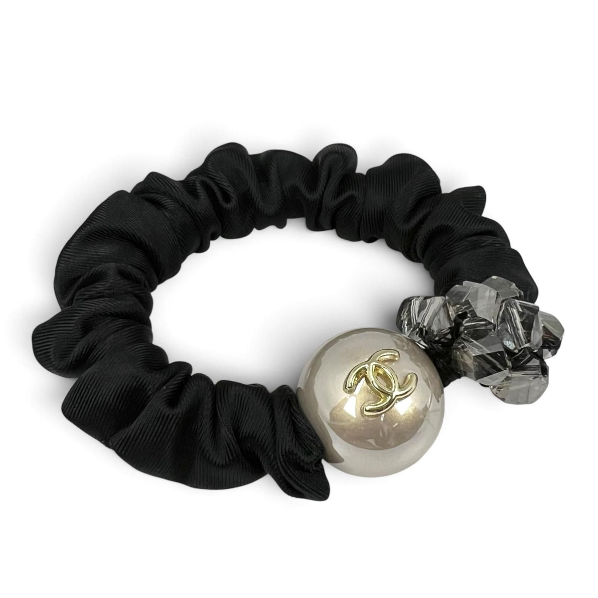 Chanel CC Logo Necklace Faux Pearl Black White Choker — view 2