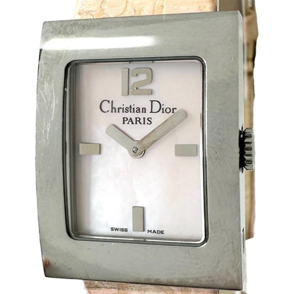 Dior Malice Square Watch Stainless Steel Silver Quartz Pearl Pink Dial — view 3
