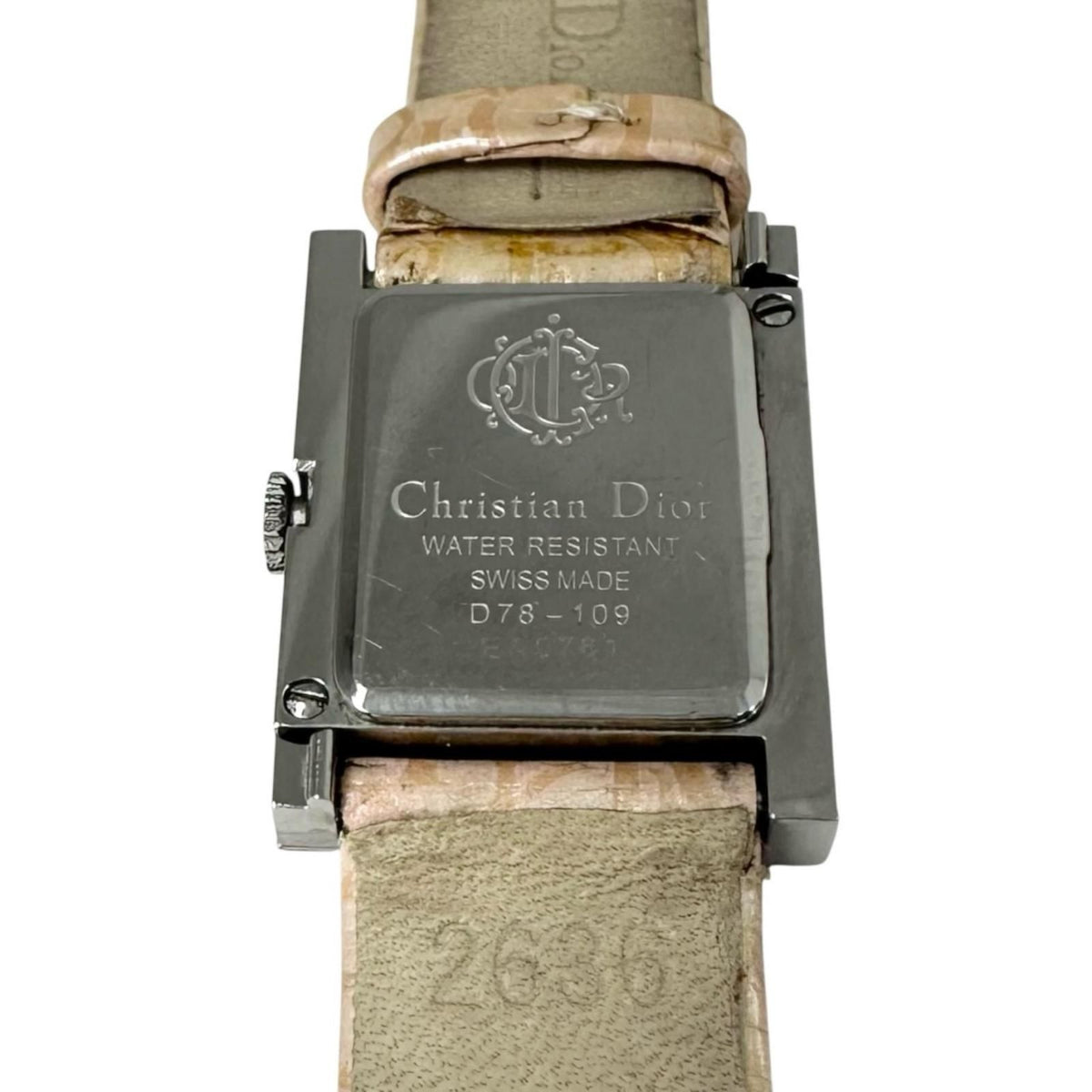 Dior Malice Square Watch Stainless Steel Silver Quartz Pearl Pink Dial — view 5