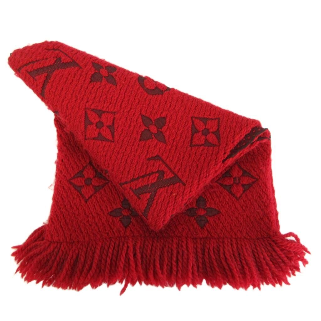 Louis Vuitton Logomania Scarf Shawl Wool Silk Blend Monogram All Over Print — view 3