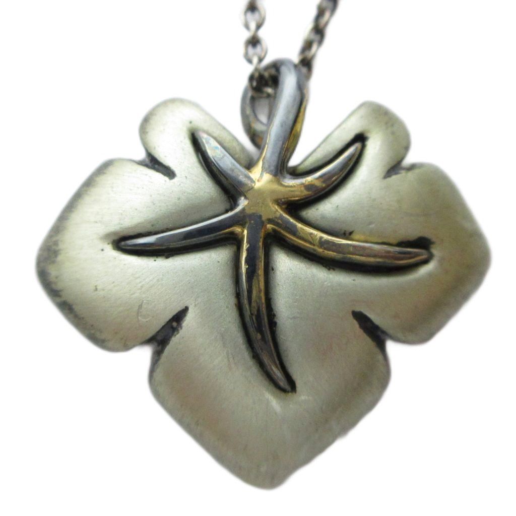 Tiffany & Co Nature Leaf Pendant Logo Silver