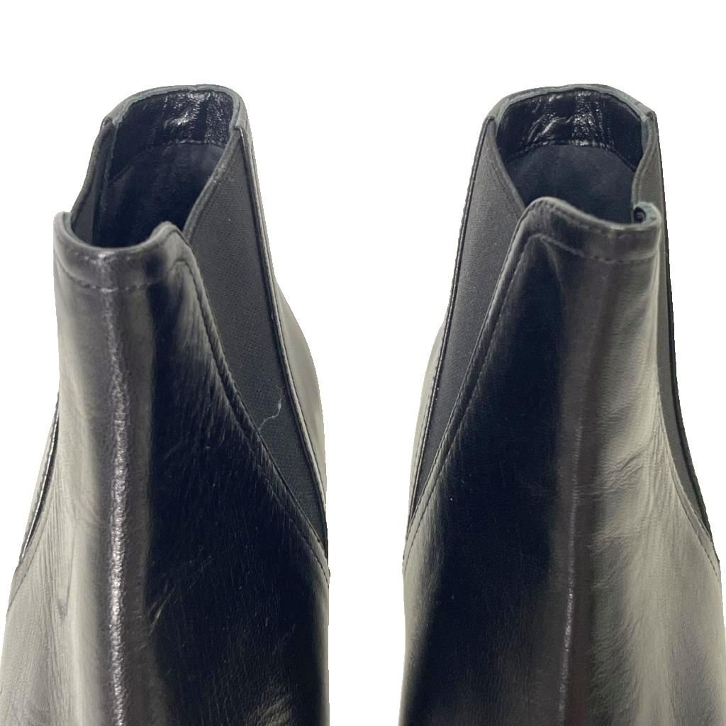 Celine Short Boots Side Gore Heels Pointed Toe Leather Black — view 6