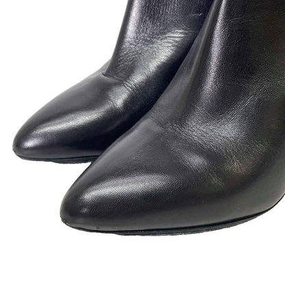 Celine Short Boots Side Gore Heels Pointed Toe Leather Black — view 4