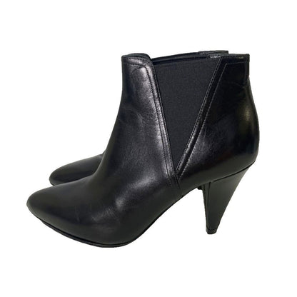 Celine Short Boots Side Gore Heels Pointed Toe Leather Black — view 2