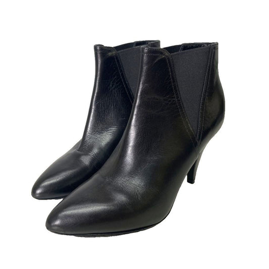 Celine Short Boots Side Gore Heels Pointed Toe Leather Black