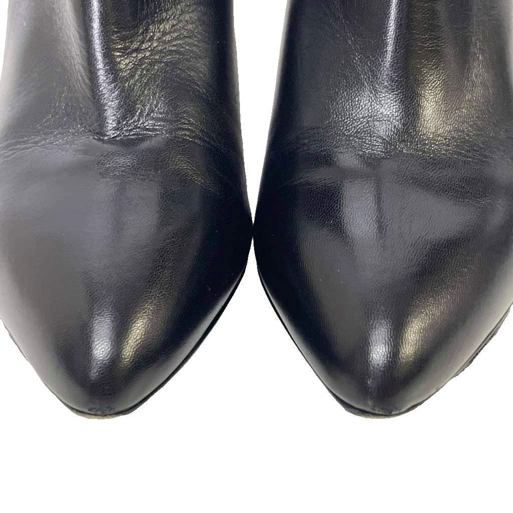 Celine Short Boots Side Gore Heels Pointed Toe Leather Black — view 5