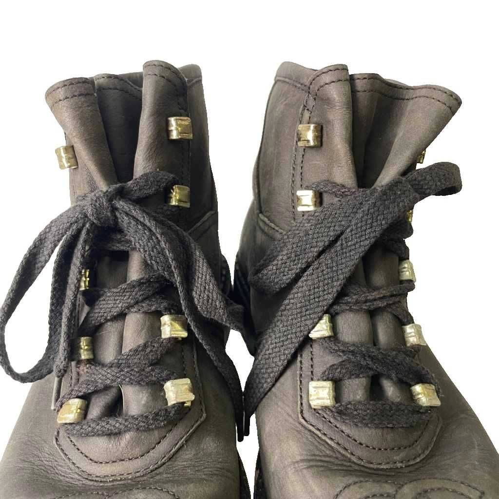 Chanel CC Logo Leather Short Boots Lace-up Black 6 — view 6