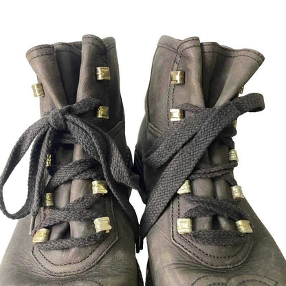 Chanel CC Logo Leather Short Boots Lace-up Black 6 — view 6