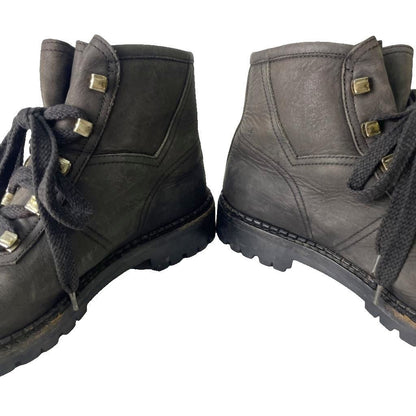 Chanel CC Logo Leather Short Boots Lace-up Black 6 — view 8