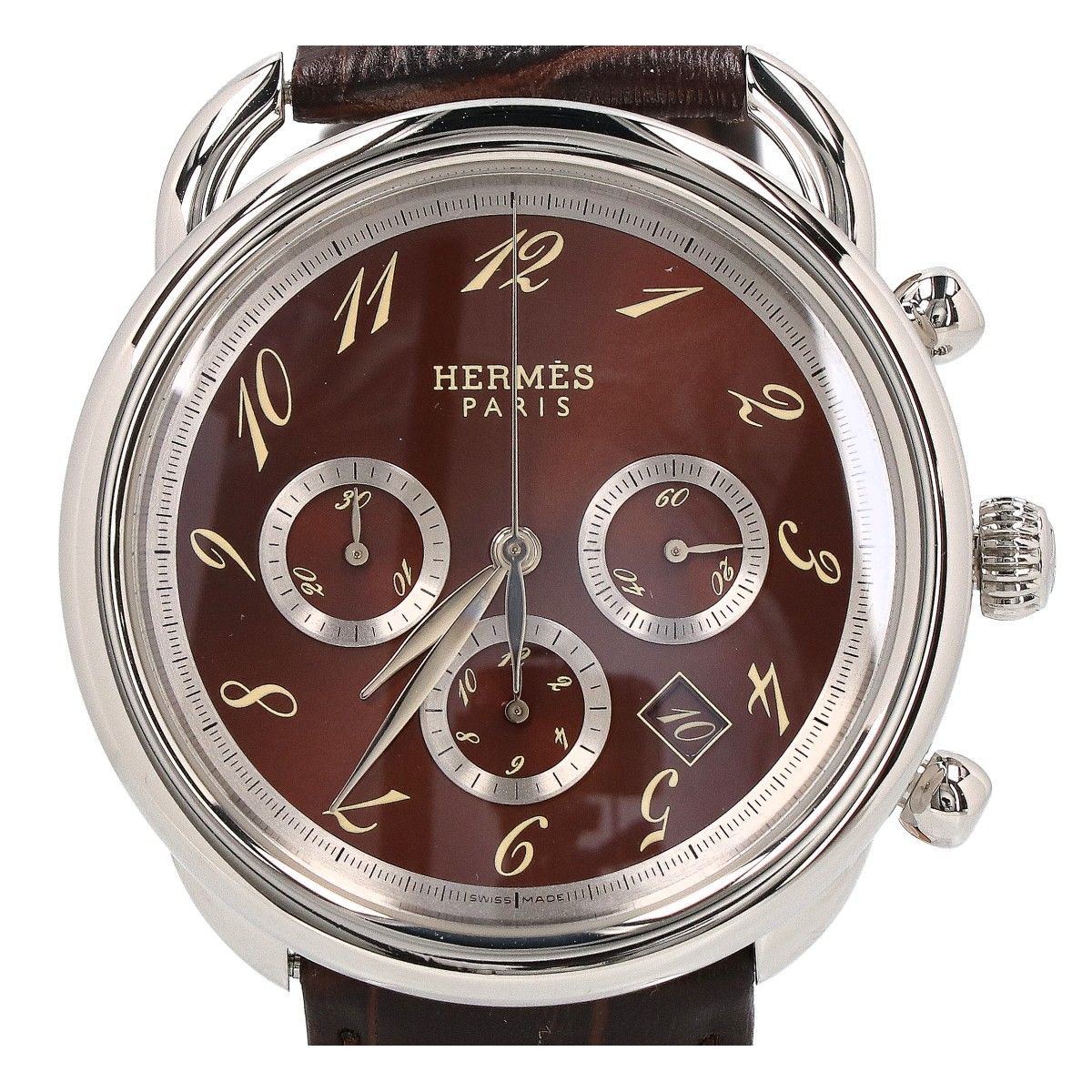 Hermes Brown Dial Arceau Chronograph Automatic