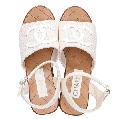 Chanel CC Logo Ankle Strap Wedge Sole Sandals 37C — view 5